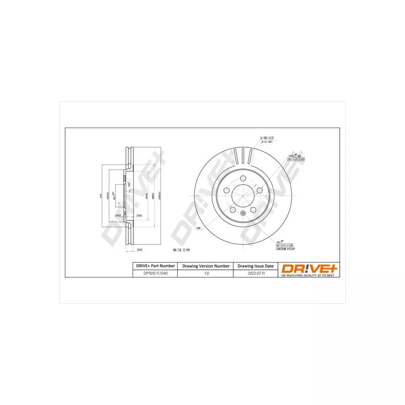 Jeu de 2 disques de frein avant Dr!ve+ DP1010.11.1040