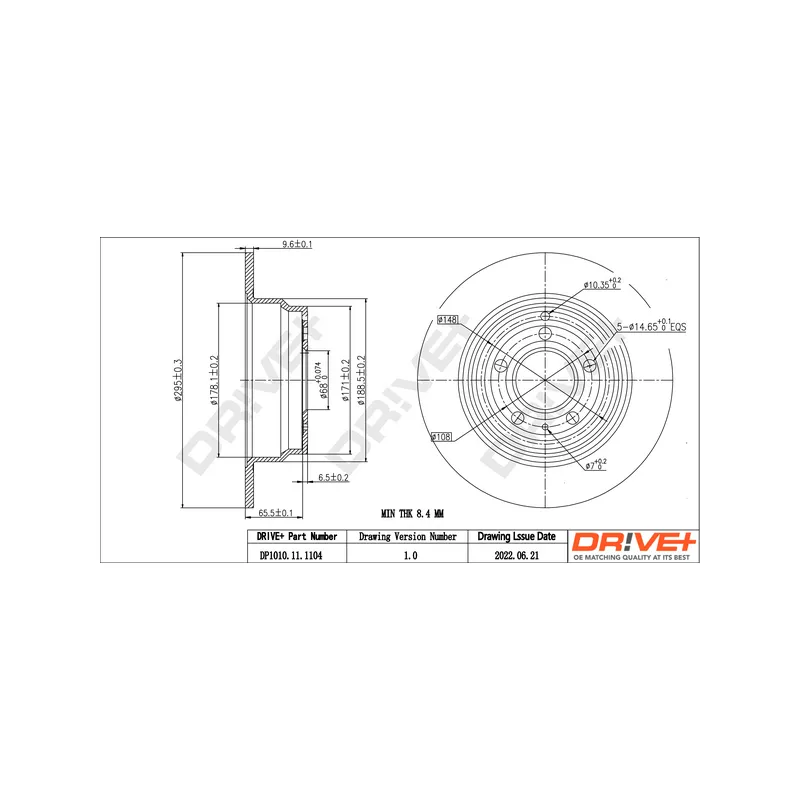 Jeu de 2 disques de frein arrière Dr!ve+ DP1010.11.1104