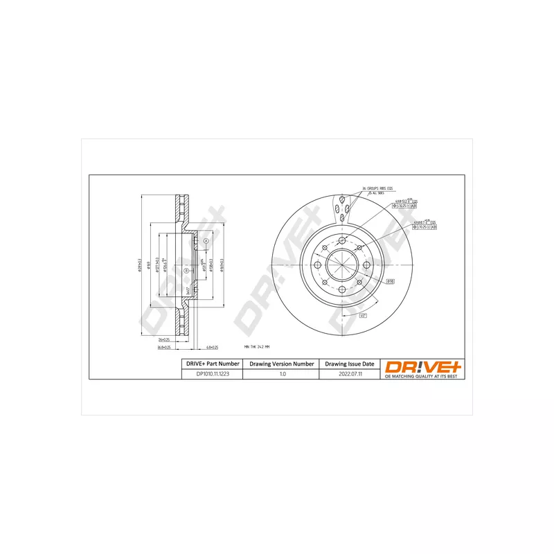 Jeu de 2 disques de frein avant Dr!ve+ DP1010.11.1223
