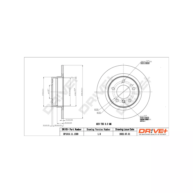 Jeu de 2 disques de frein arrière Dr!ve+ DP1010.11.1399