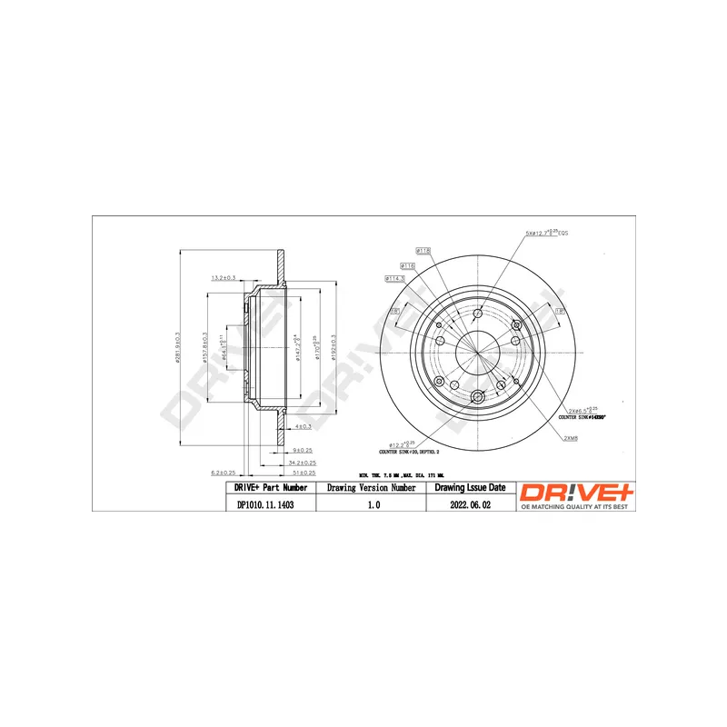 Jeu de 2 disques de frein arrière Dr!ve+ DP1010.11.1403