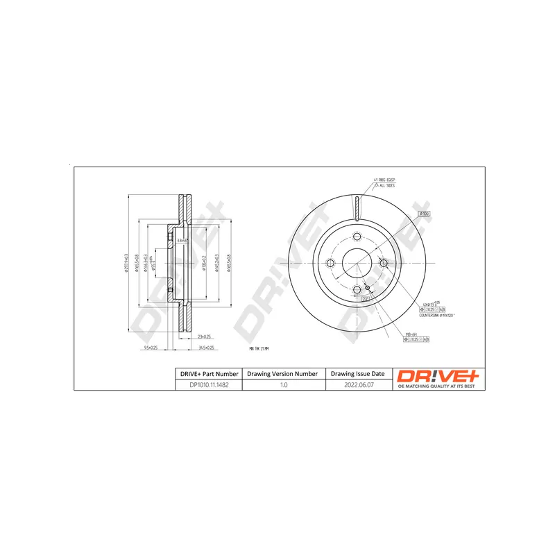 Jeu de 2 disques de frein avant Dr!ve+ DP1010.11.1482