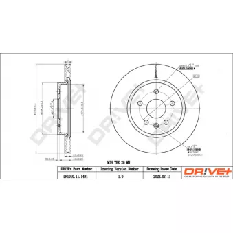 Jeu de 2 disques de frein arrière Dr!ve+ DP1010.11.1491
