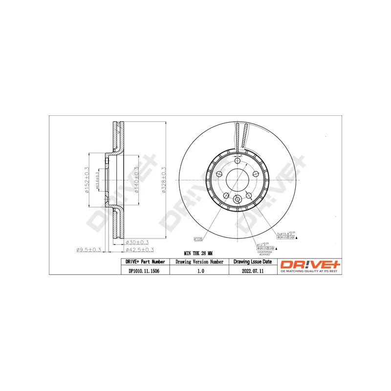 Jeu de 2 disques de frein avant Dr!ve+ DP1010.11.1506
