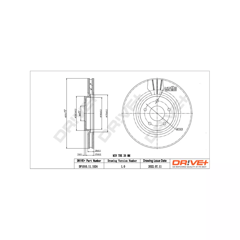 Jeu de 2 disques de frein avant Dr!ve+ DP1010.11.1524
