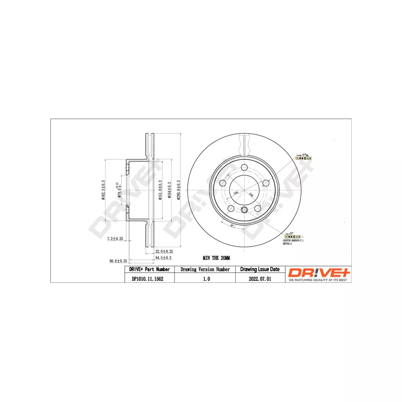Jeu de 2 disques de frein avant Dr!ve+ DP1010.11.1562