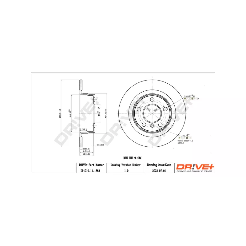 Jeu de 2 disques de frein arrière Dr!ve+ DP1010.11.1563