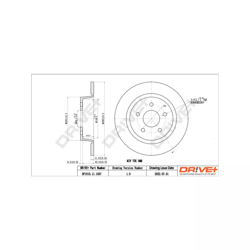 Jeu de 2 disques de frein arrière Dr!ve+ DP1010.11.1567