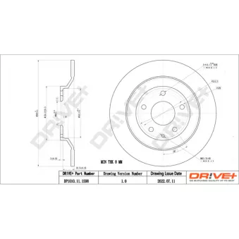Jeu de 2 disques de frein arrière Dr!ve+ DP1010.11.1598