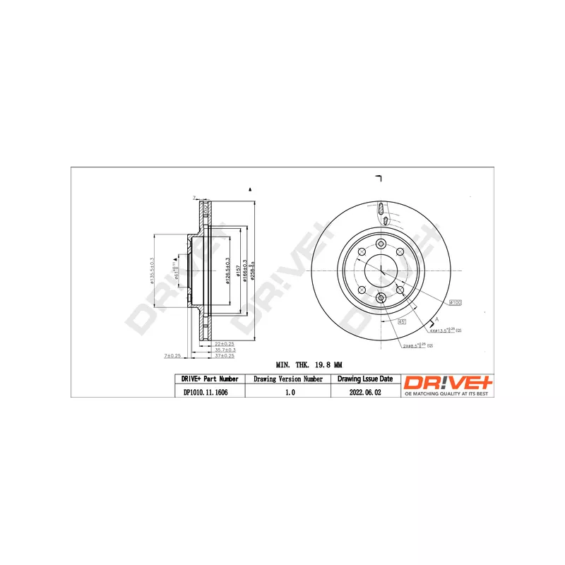 Jeu de 2 disques de frein avant Dr!ve+ DP1010.11.1606