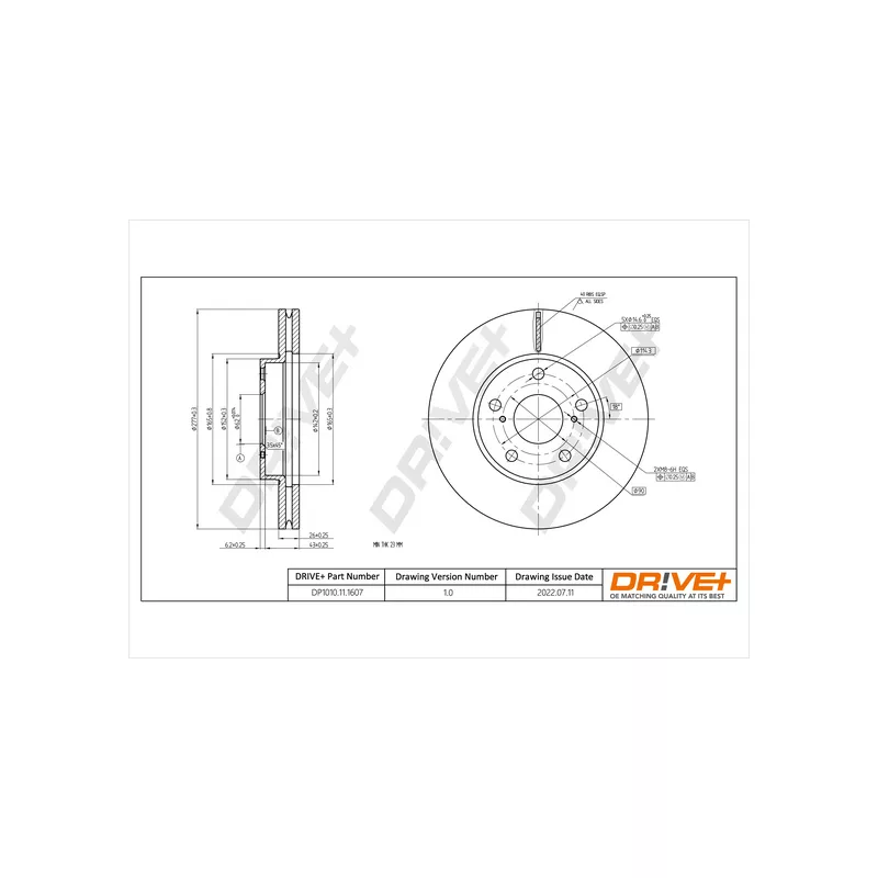 Jeu de 2 disques de frein avant Dr!ve+ DP1010.11.1607