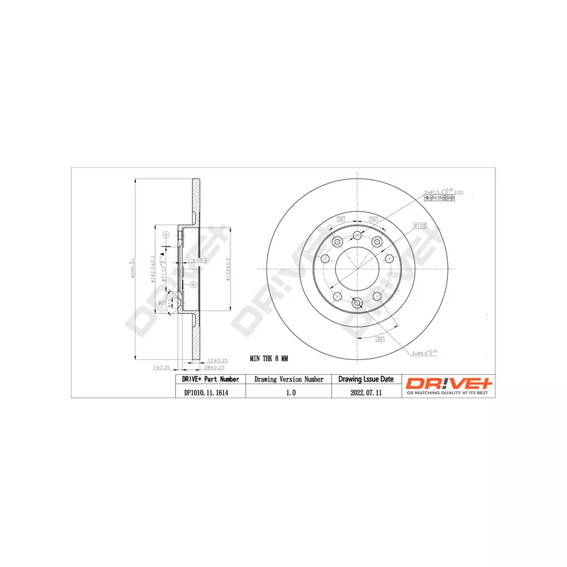 Jeu de 2 disques de frein arrière Dr!ve+ DP1010.11.1614