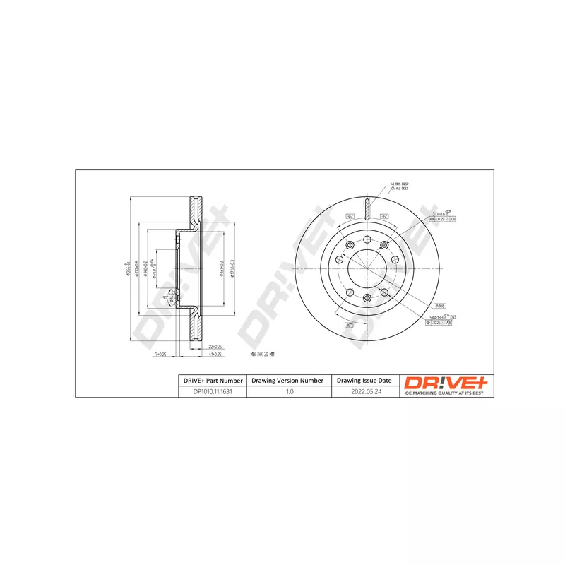 Jeu de 2 disques de frein avant Dr!ve+ DP1010.11.1631