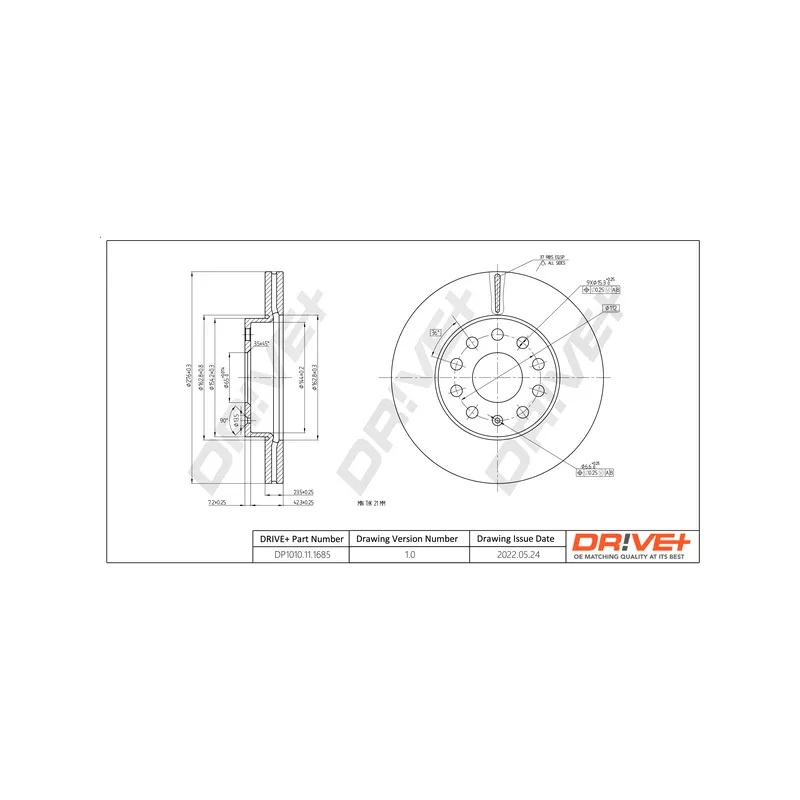 Jeu de 2 disques de frein avant Dr!ve+ DP1010.11.1685