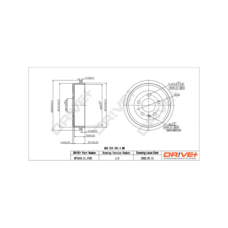 Tambour de frein Dr!ve+ DP1010.11.1702