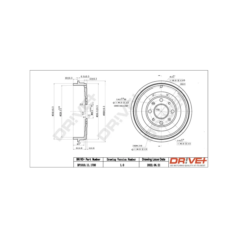 Tambour de frein Dr!ve+ DP1010.11.1708