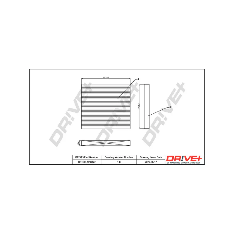 Filtre, air de l'habitacle Dr!ve+ DP1110.12.0377
