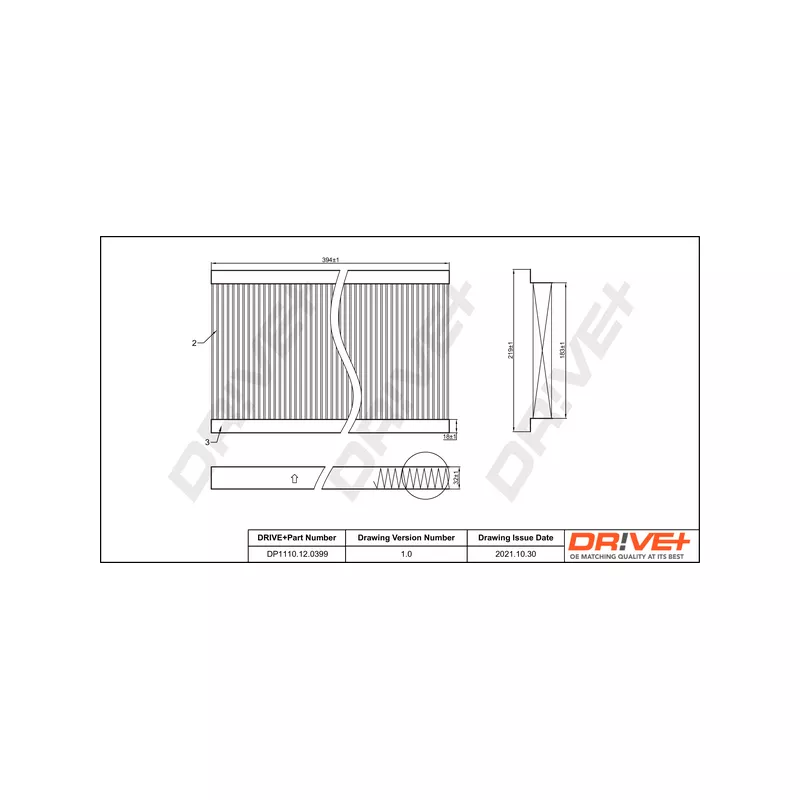 Filtre, air de l'habitacle Dr!ve+ DP1110.12.0399