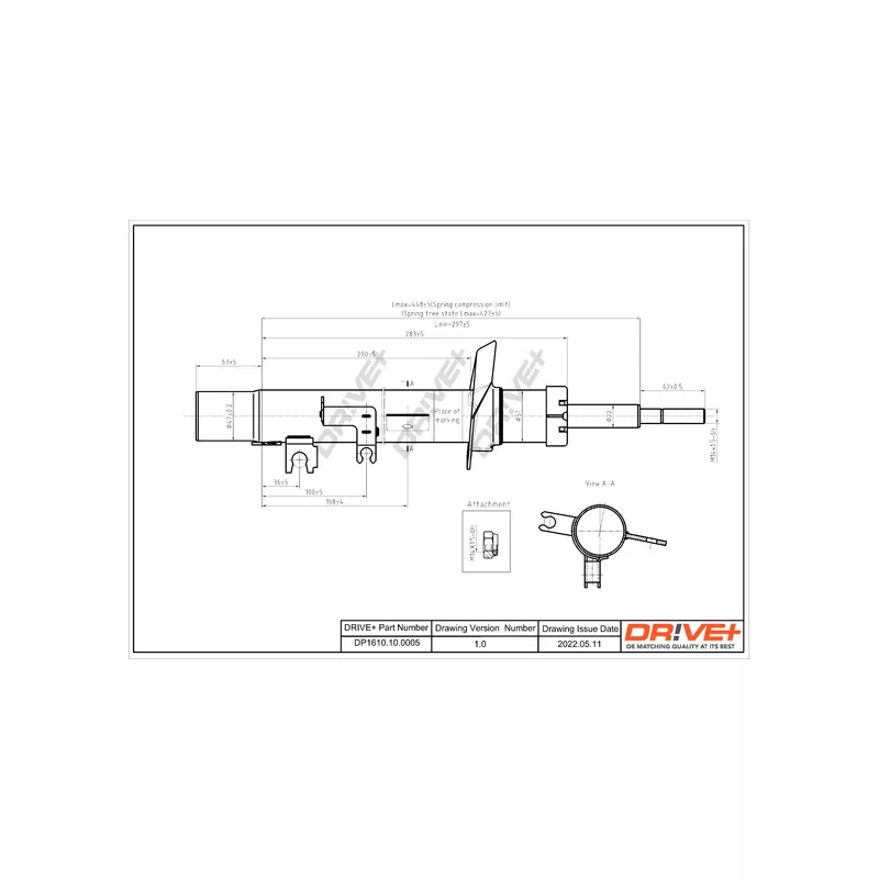 Amortisseur avant gauche Dr!ve+ DP1610.10.0005
