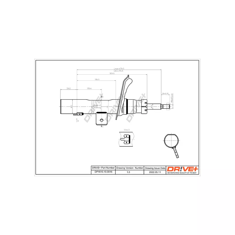 Amortisseur avant gauche Dr!ve+ DP1610.10.0015