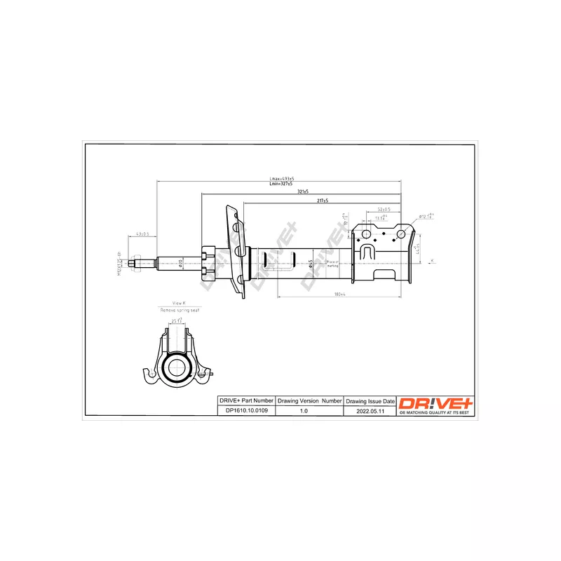 Amortisseur avant gauche Dr!ve+ DP1610.10.0109