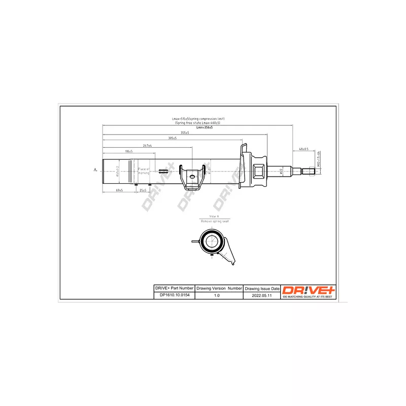 Amortisseur avant gauche Dr!ve+ DP1610.10.0154