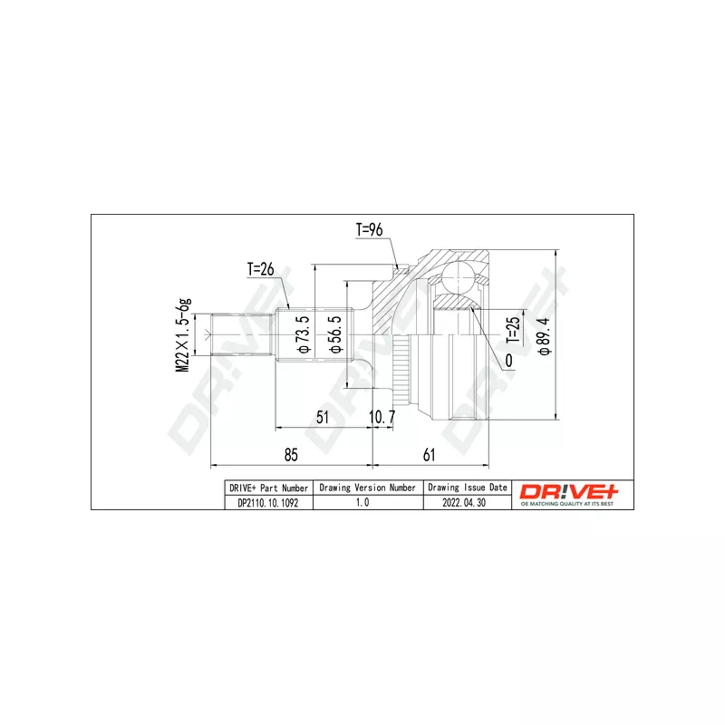 Embout de cardan avant (kit de réparation) Dr!ve+ DP2110.10.1092