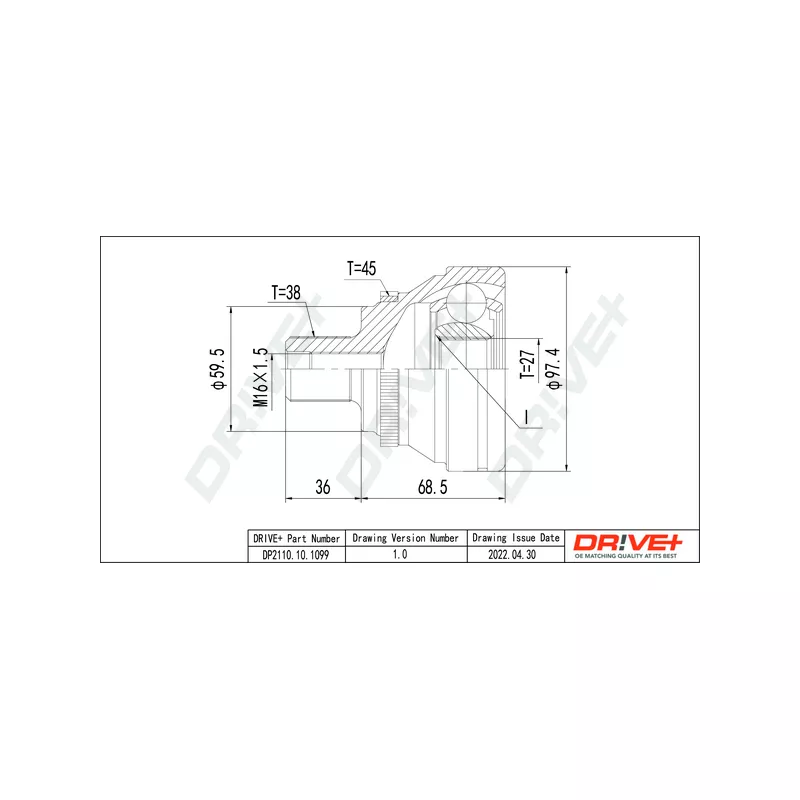 Embout de cardan avant (kit de réparation) Dr!ve+ DP2110.10.1099