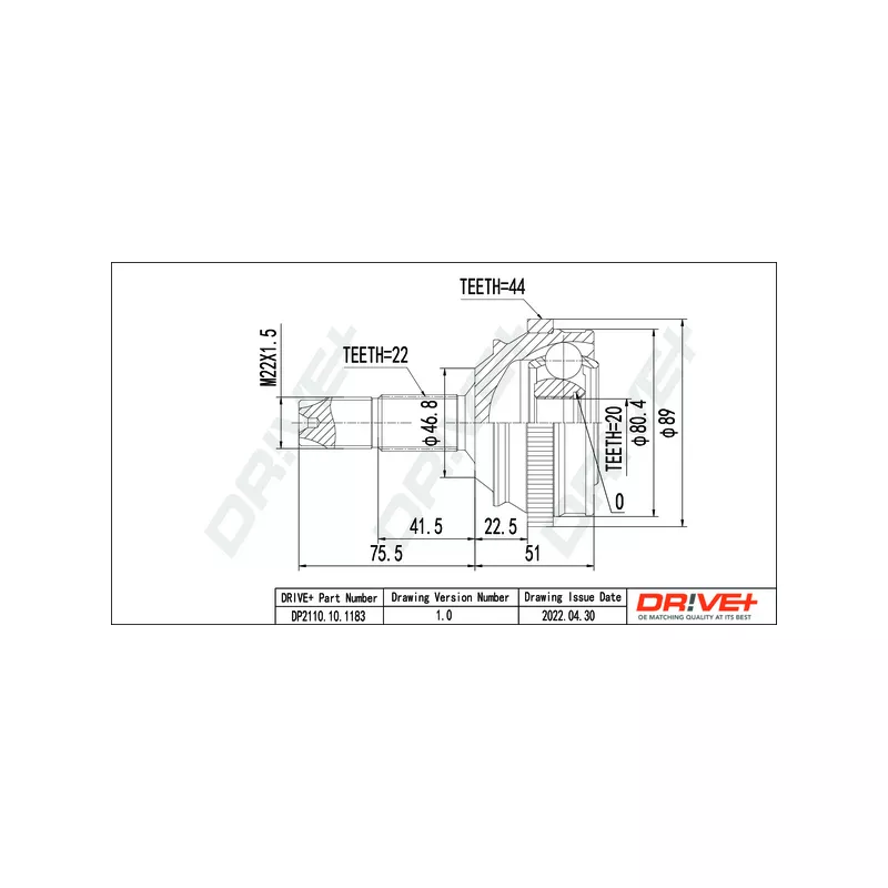 Embout de cardan avant (kit de réparation) Dr!ve+ DP2110.10.1183