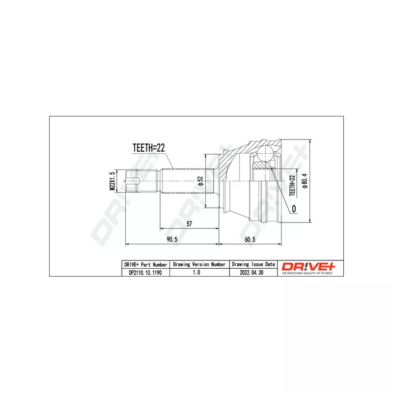 Embout de cardan avant (kit de réparation) Dr!ve+ DP2110.10.1190