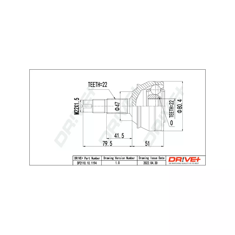 Embout de cardan avant (kit de réparation) Dr!ve+ DP2110.10.1194