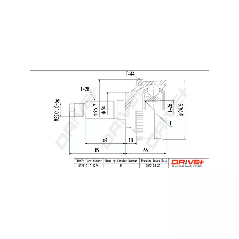 Embout de cardan avant (kit de réparation) Dr!ve+ DP2110.10.1226