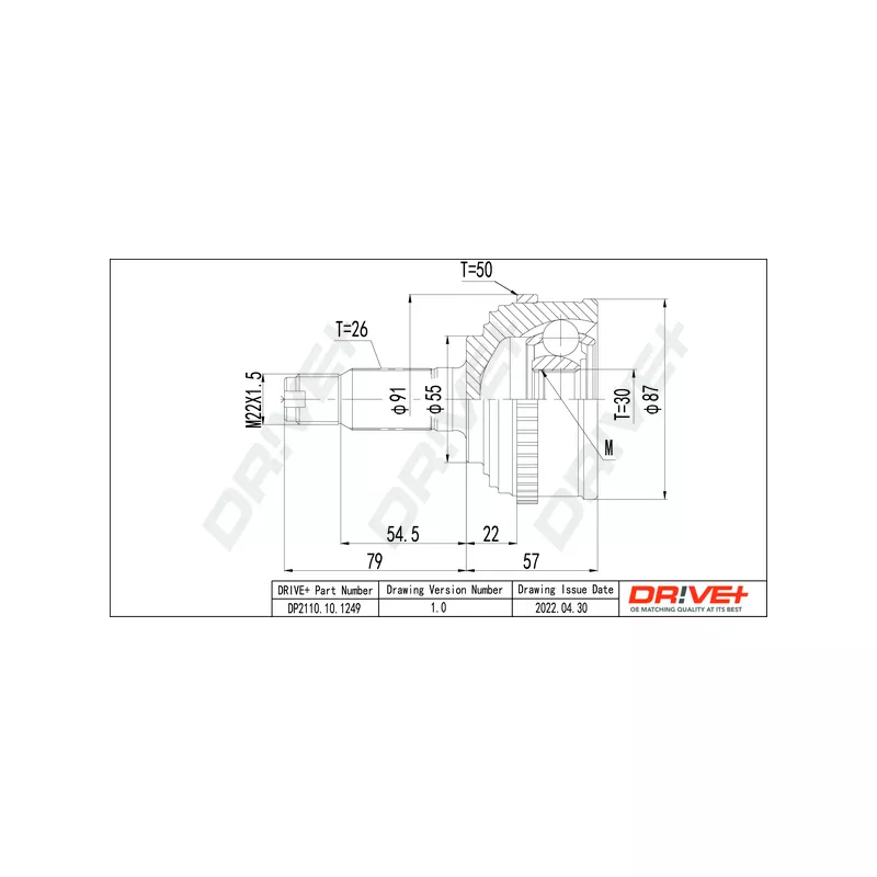 Embout de cardan avant (kit de réparation) Dr!ve+ DP2110.10.1249
