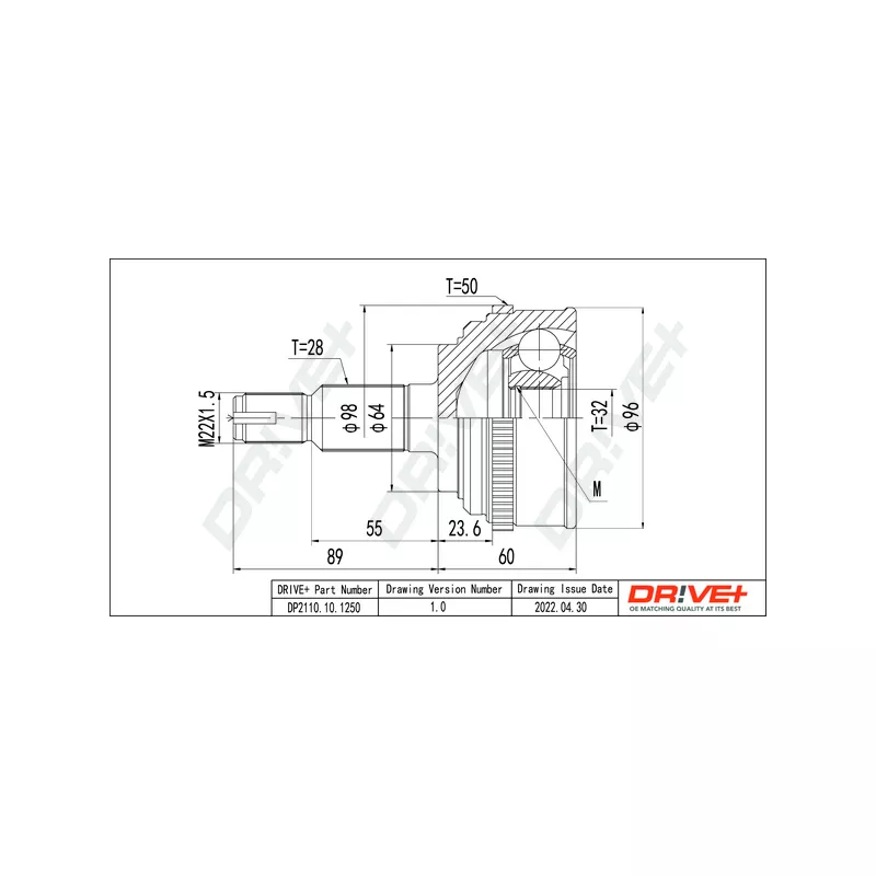 Embout de cardan avant (kit de réparation) Dr!ve+ DP2110.10.1250