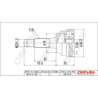 Jeu de joints, arbre de transmission Dr!ve+ DP2110.10.1305