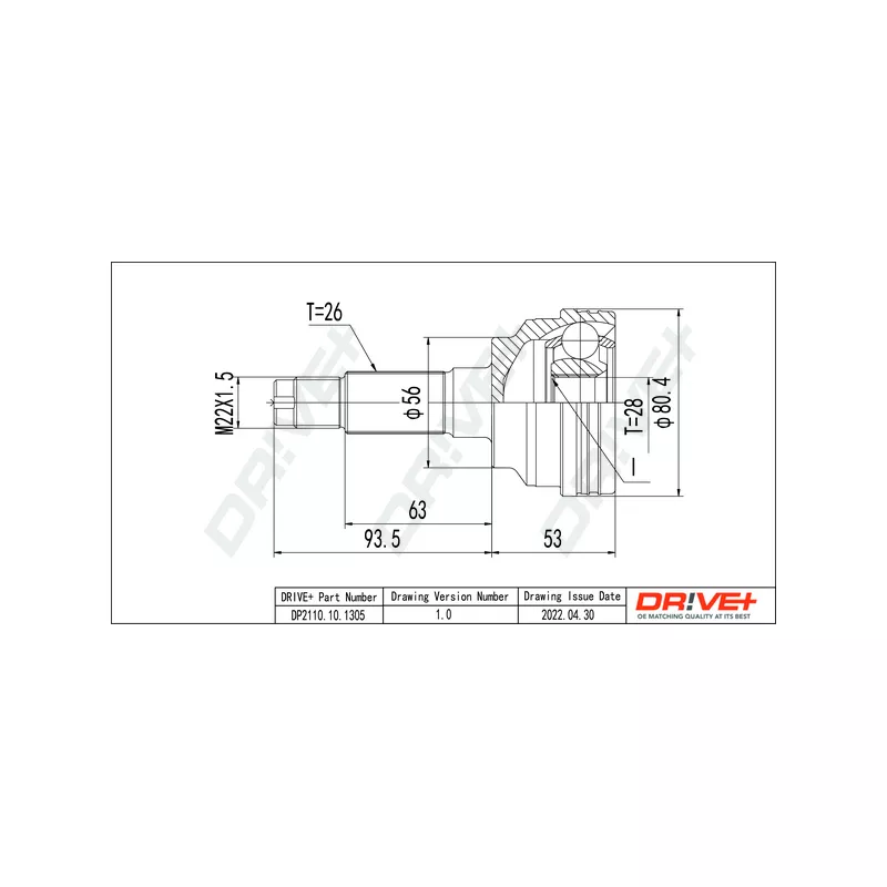 Jeu de joints, arbre de transmission Dr!ve+ DP2110.10.1305