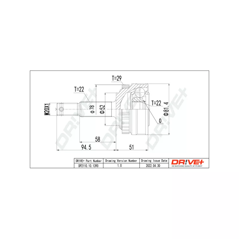 Embout de cardan avant (kit de réparation) Dr!ve+ DP2110.10.1390