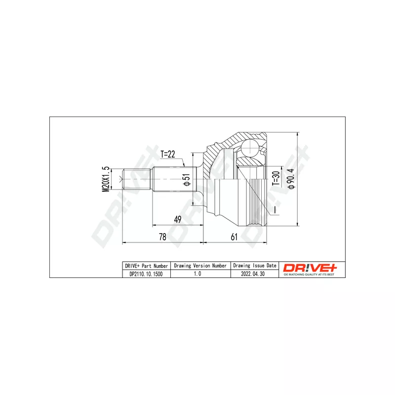 Embout de cardan avant (kit de réparation) Dr!ve+ DP2110.10.1500