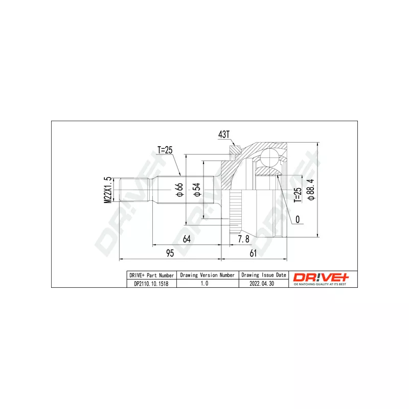 Embout de cardan avant (kit de réparation) Dr!ve+ DP2110.10.1518