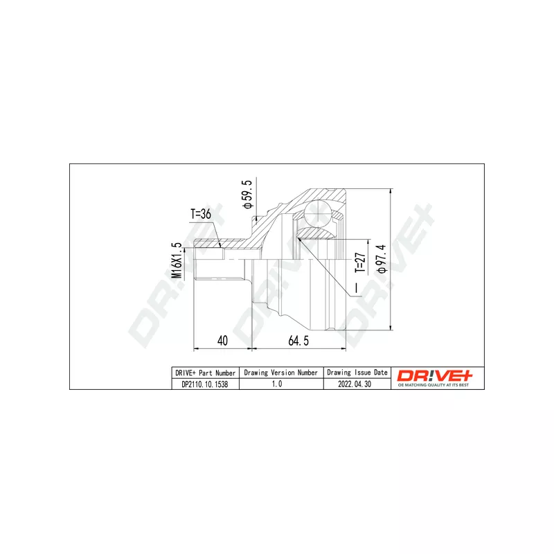 Embout de cardan avant (kit de réparation) Dr!ve+ DP2110.10.1538