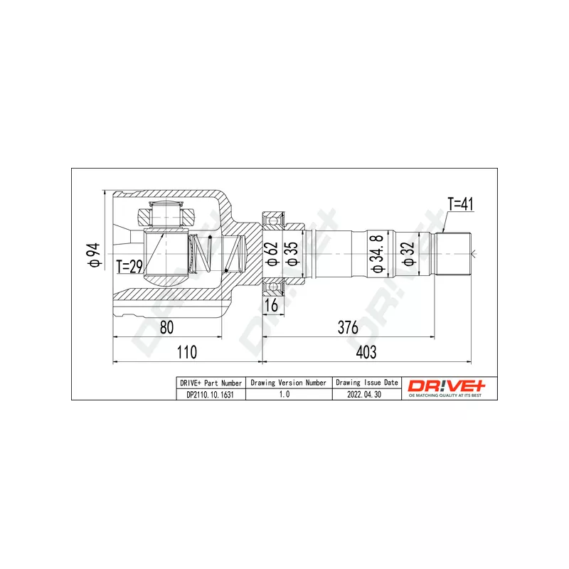 Embout de cardan avant (kit de réparation) Dr!ve+ DP2110.10.1631