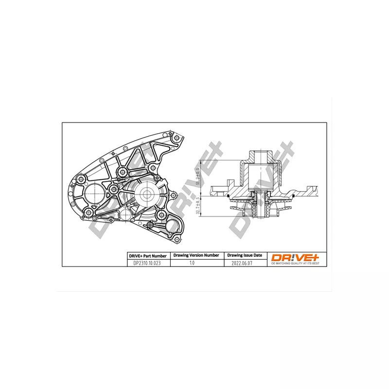 Pompe à eau, refroidissement du moteur Dr!ve+ DP2310.10.023