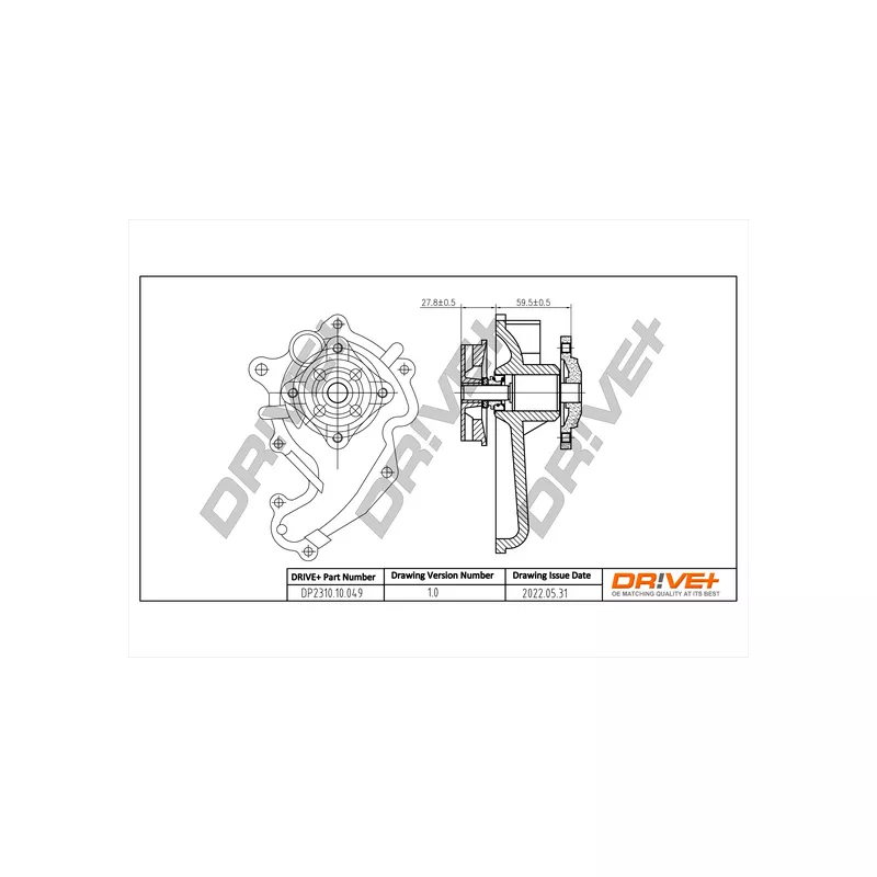 Pompe à eau, refroidissement du moteur Dr!ve+ DP2310.10.049