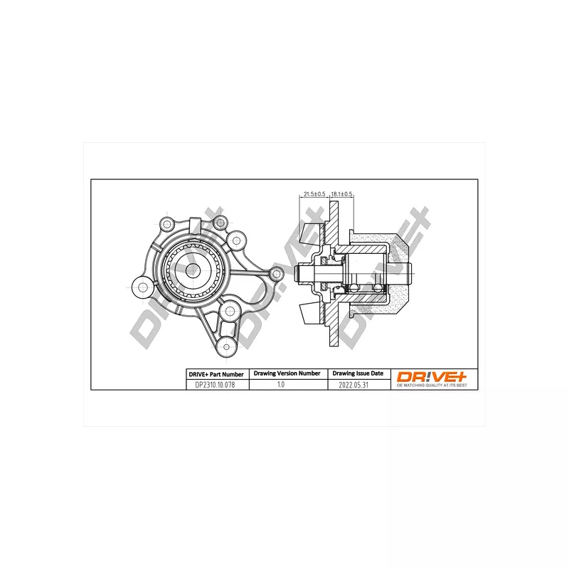 Pompe à eau, refroidissement du moteur Dr!ve+ DP2310.10.078