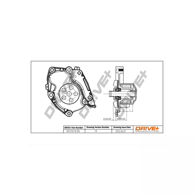 Pompe à eau, refroidissement du moteur Dr!ve+ DP2310.10.106