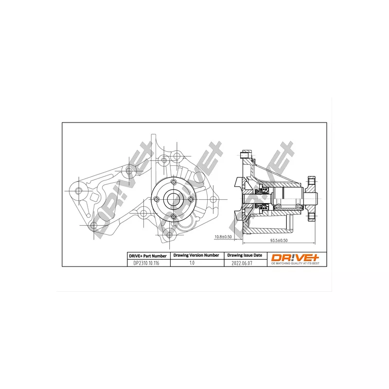 Pompe à eau, refroidissement du moteur Dr!ve+ DP2310.10.116