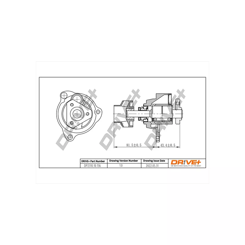 Pompe à eau, refroidissement du moteur Dr!ve+ DP2310.10.136