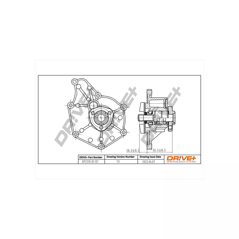 Pompe à eau, refroidissement du moteur Dr!ve+ DP2310.10.137
