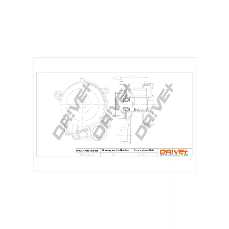 Pompe à eau, refroidissement du moteur Dr!ve+ DP2310.10.139