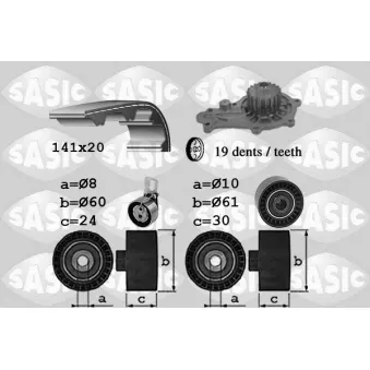 Pompe à eau + kit de courroie de distribution SASIC 3900044